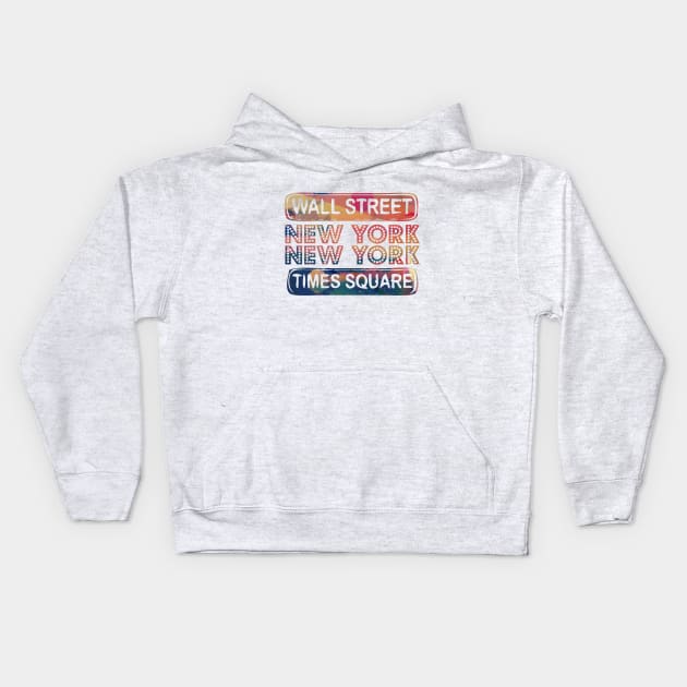 New York City Wall street times square New York New york Travel holidays Kids Hoodie by BoogieCreates